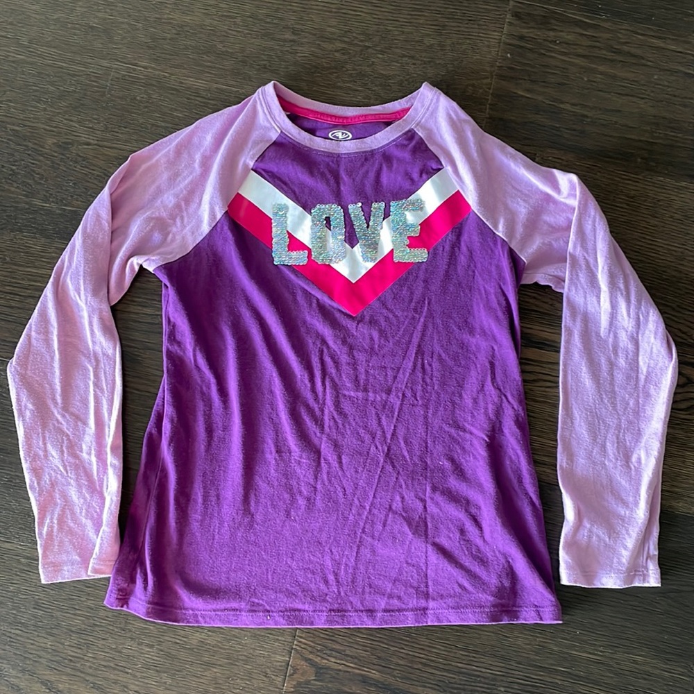 Athletic Works Love Flip Sequins Long Sleeve Top